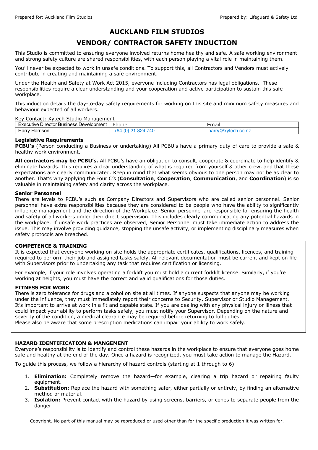 Safety induction page 1 of 5